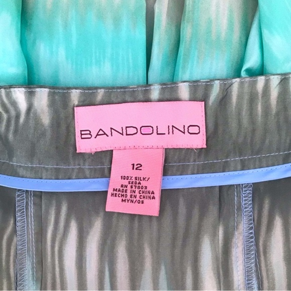 100% Silk Bandolino Women’s 12 Multi blue green drip dye pleated full skirt EUC - Picture 9 of 10